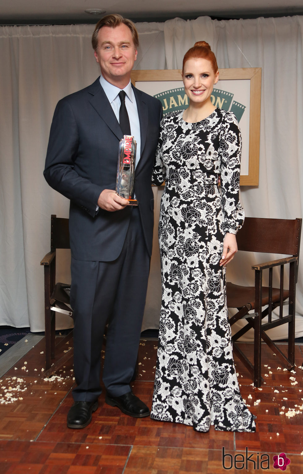 Christopher Nolan y Jessica Chastain en los Premios Empire 2015