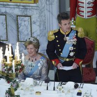 Federico de Dinamarca ofrece un discurso en la cena de gala del 75 cumpleaños de Margarita de Dinamarca