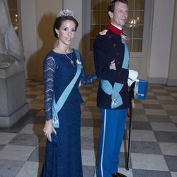Joaquín y Marie de Dinamarca en el 75 cumpleaños de Margarita de Dinamarca