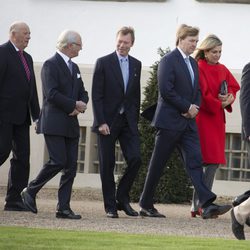 El Rey de Noruega, el Rey de Suecia, el Gran Duque de Luxemburgo y los Reyes de Holanda en el 75 cumpleaños de Margarita de Dinamarca