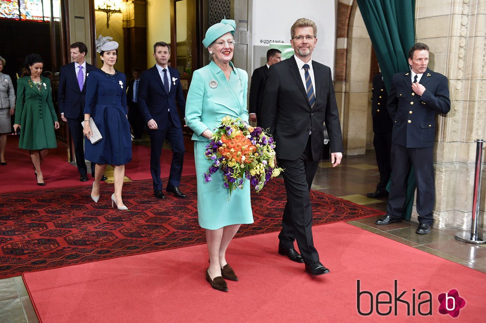 Margarita de Dinamarca en la recepción en el ayuntamiento de Copenhague por su 75 cumpleaños