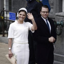 Victoria y Daniel de Suecia en el 75 cumpleaños de Margarita de Dinamarca