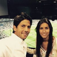 Fernando Verdasco y Ana Boyer en el partido de Champions Real Madrid - Atlético de Madrid