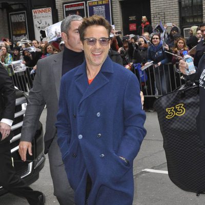 Robert Downey Jr. llegando al show de David Letterman en Nueva York
