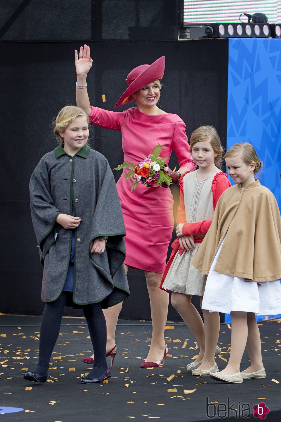 Máxima de Holanda con sus hijas Amalia, Alexia y Ariane en el Día del Rey 2015