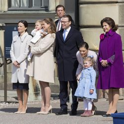 La Familia Real de Suecia en el acto de celebración del sesenta y nueve cumpleaños del Rey Carlos Gustavo