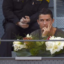 Cristiano Ronaldo muy pensativo en el Open de Madrid 2015