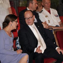 Carolina y Alberto de Mónaco en un acto oficial tras el bautizo de Jacques y Gabriella de Mónaco