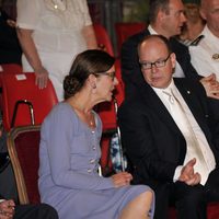 Carolina y Alberto de Mónaco en un acto oficial tras el bautizo de Jacques y Gabriella de Mónaco