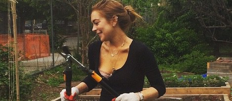 Lindsay Lohan realizando servicios comunitarios en Brooklyn