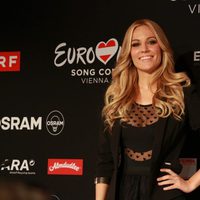Edurne en su primera rueda de prensa en Viena para Eurovisión 2015