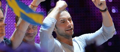 Måns Zelmerlöw durante las votaciones del Festival de Eurovisión 2015