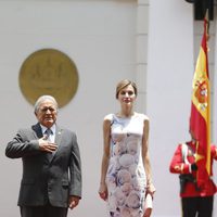 La Reina Letizia con el Presidente Salvador Sánchez Cerén en su almuerzo de despedida en El Salvador