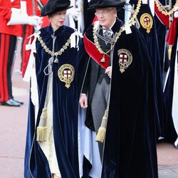 La Princesa Ana y el Duque de Gloucester en la ceremonia de la Orden de la Jarretera 2015