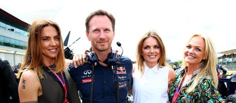 Emma Bunton, Geri Halliwell y Melanie C en el Gran Premio de Gran Bretaña