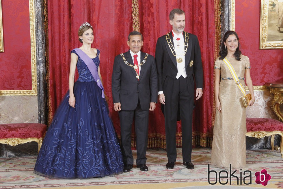 Los Reyes Felipe y Letizia con el presidente de Perú Ollanta Humana y su esposa