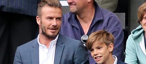 David Beckham y su hijo Romeo en Wimbledon 2015