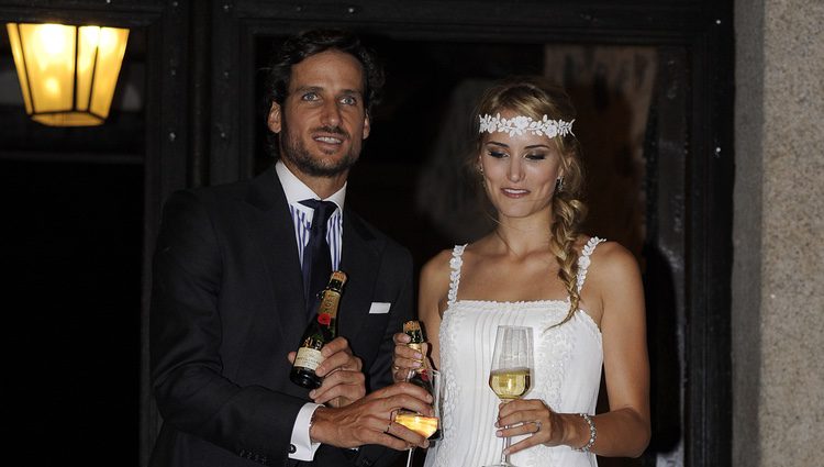 Alba Carrillo y Feliciano López brindan en su boda