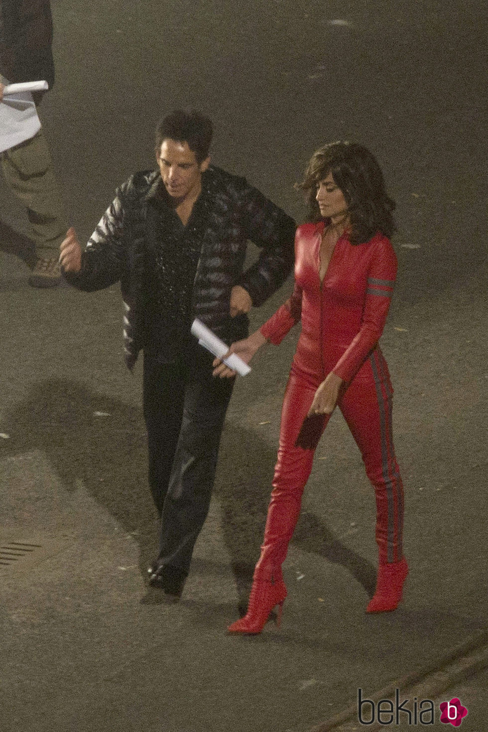 Penélope Cruz y Ben Stiller en el set de rodaje de 'Zoolander 2' en Roma