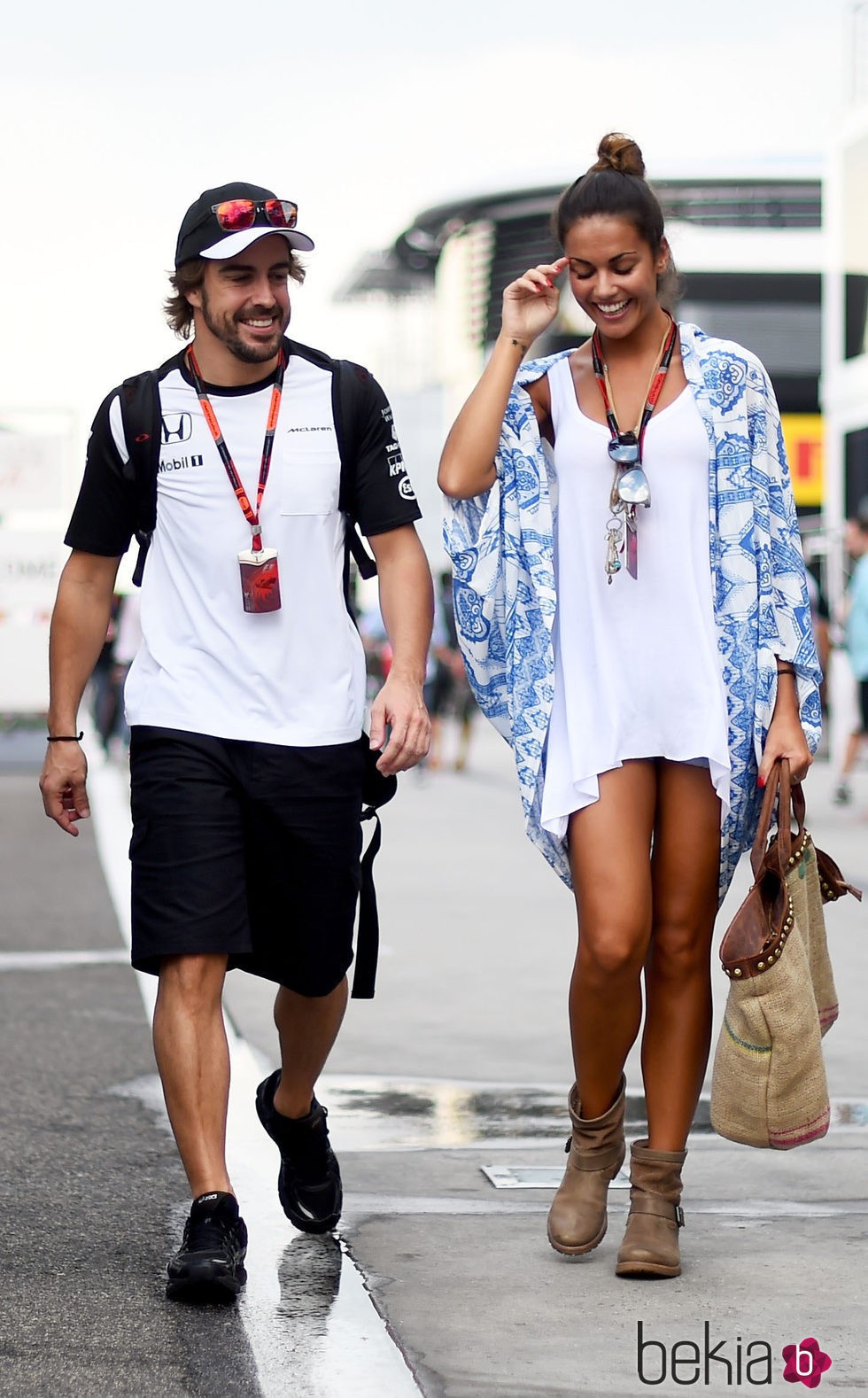 Fernando Alonso y Lara Álvarez en el GP de Hungría 2015