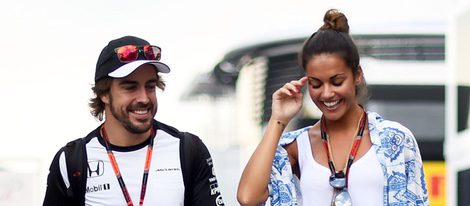 Fernando Alonso y Lara Álvarez en el GP de Hungría 2015
