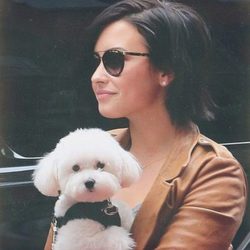Demi Lovato paseando con su compañero de cuatro patas Buddy