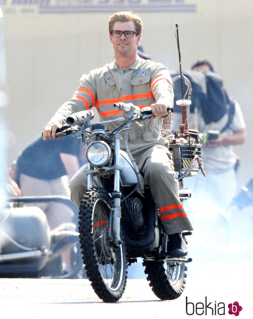 Chris Hemsworth en el rodaje de 'Cazafantasmas' en Boston