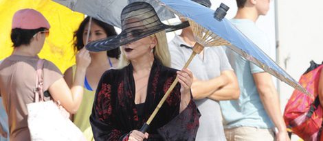 Lady Gaga con un look oriental en la grabación de 'American Horror Story: Hotel'