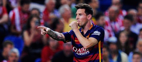 Leo Messi dedicándole el gol del Calderón a su hijo recién nacido Mateo