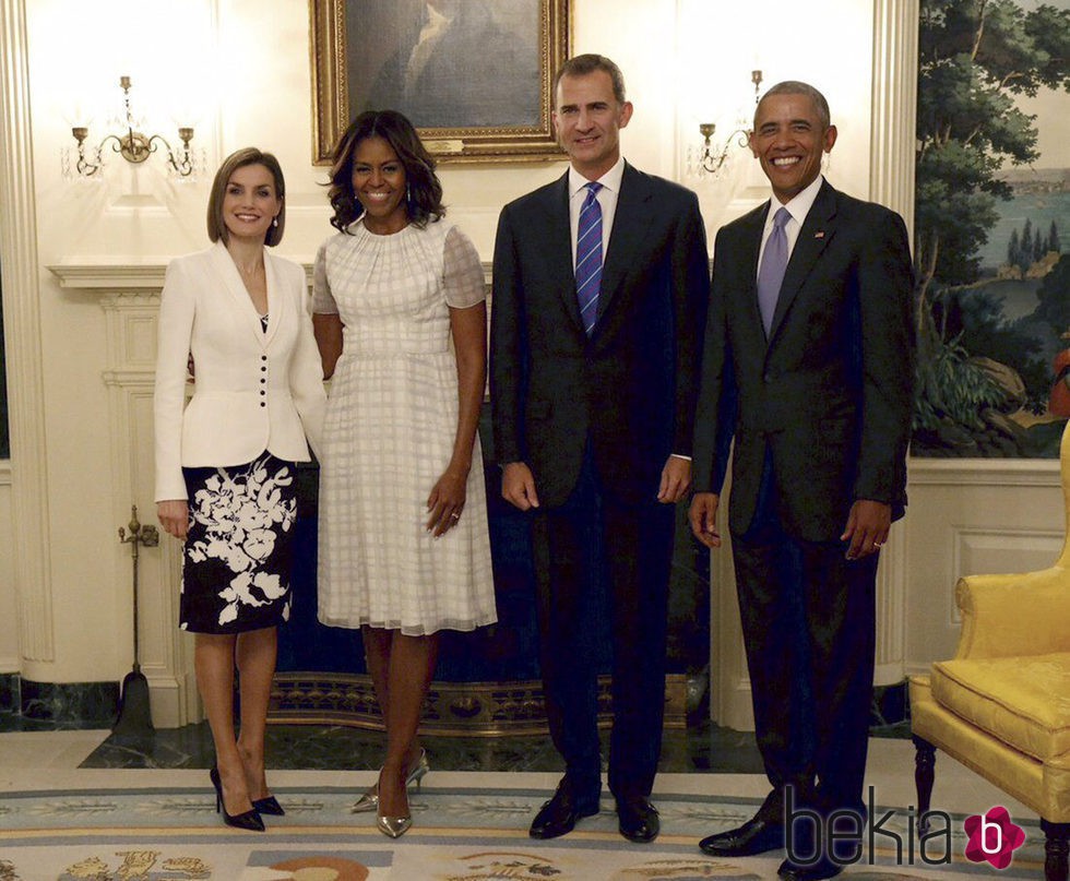 Los Reyes Felipe y Letizia con Barack y Michelle Obama en la Casa Blanca