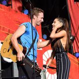 Chris Martin y Ariana Grande en el Global Citizen Festival 2015