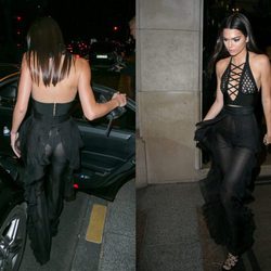 Kendall Jenner muy provocativa con un jumpsuit negro de Balmain en París
