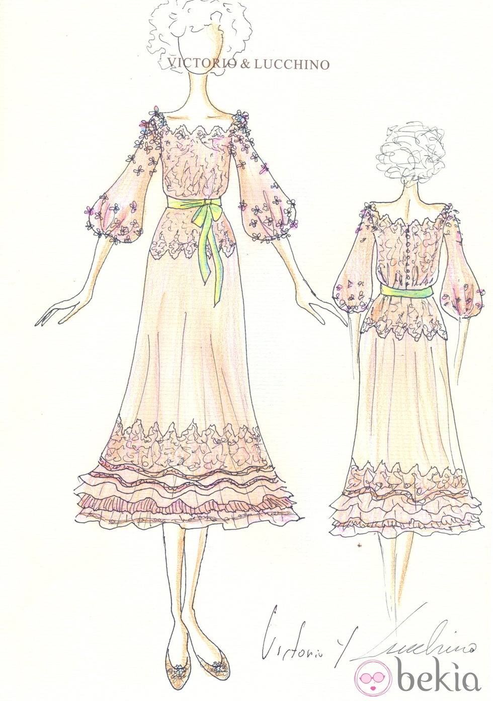 Boceto del vestido de novia de Cayetana de Alba