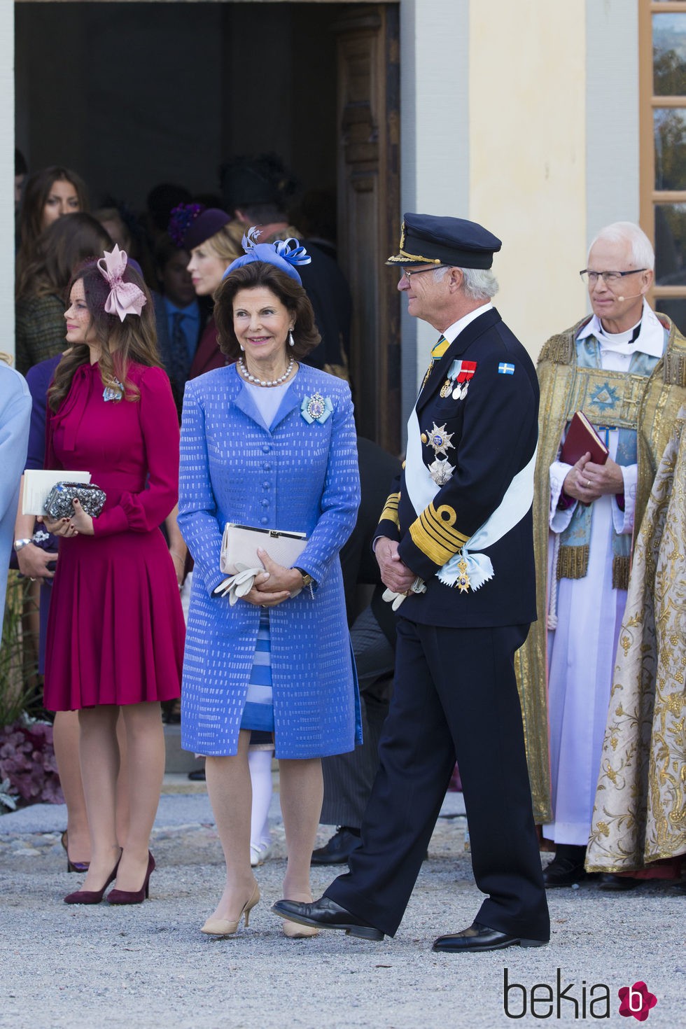La Reina Silvia y el Rey Carlos XVI en el bautizo del Prícipe Nicolás Pablo Gustavo de Suecia