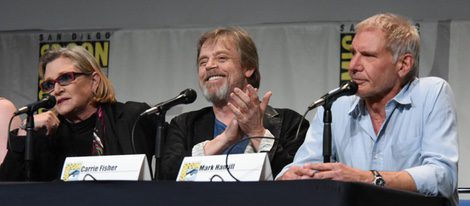Carrie Fisher, Mark Hamill y Harrison Ford en la Comic-Con 2015