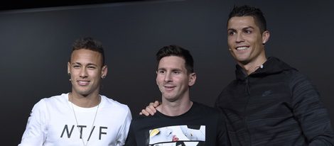 Neymar, Leo Messi y Cristiano Ronaldo en el Balón de Oro 2015