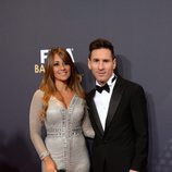 Leo Messi y Antonella Roccuzzo en la entrega del Balón de Oro 2015