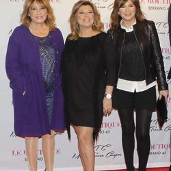 Mila Ximénez, Terelu Campos y Gema López en la presentación de la colección de zapatos de María Teresa Campos