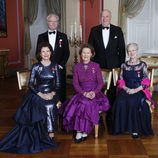 Carlos Gustavo de Suecia, Harald de Noruega, Silvia de Suecia, Sonia de Noruega y Margarita de Dinamarca
