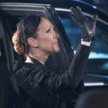 Céline Dion saludando en el funeral de René Angélil