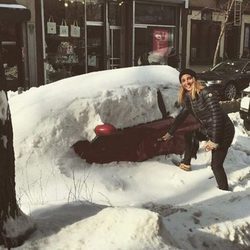 Elsa Pataky disfrutando de la nevada de Nueva York