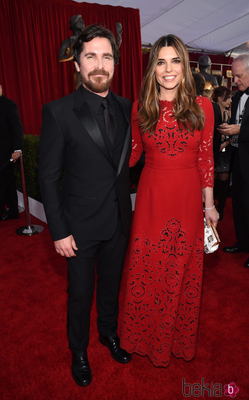 Christian Bale y Sibi Blazic en la alfombra roja de los SAG 2016
