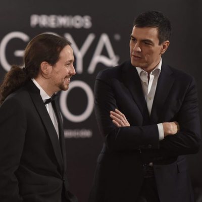 Pablo Iglesias y Pedro Sánchez en la alfombra roja de los Premios Goya 2016