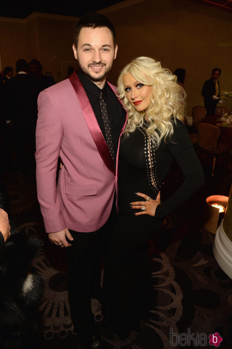 Christina Aguilera y Matthew Rutler en la fiesta Clive Davis previa a los Grammy 2016