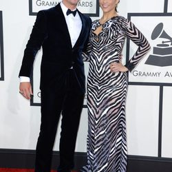 Robin Thicke y Paula Patton en la alfombra roja de los Premios Grammy 2016