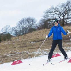 Daniel de Suecia esquiando en un acto oficial