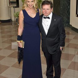 Michael J. Fox y Tracy Pollan en la cena de gala ofrecida en la Casa Blanca al Primer Ministro de Canadá