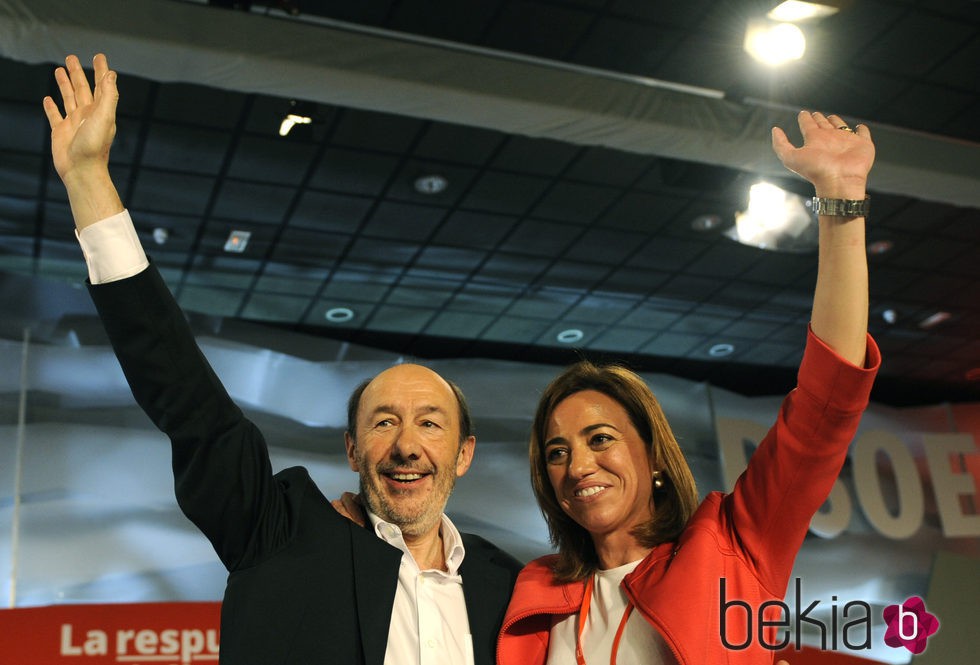 Alfredo Pérez Rubalcaba y Carme Chacón en el 38º Congreso Federal del PSOE