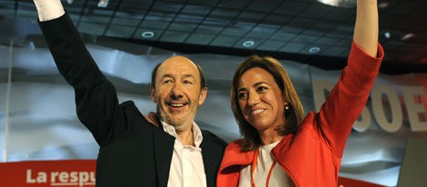 Alfredo Pérez Rubalcaba y Carme Chacón en el 38º Congreso Federal del PSOE