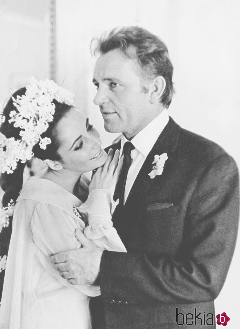 Elizabeth Taylor el día de su boda con Richard Burton